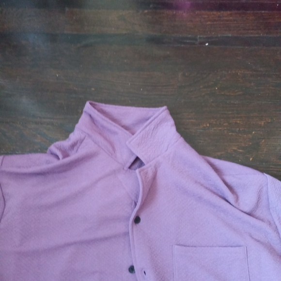 Negative Space Mens Casual Button Up Shirt Size Large Color Purple Side Pockets - Picture 3 of 7